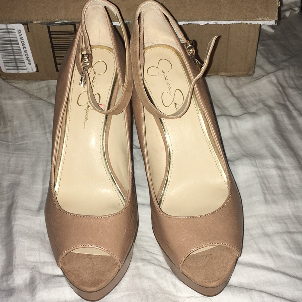 Jessica Simpson Brown open toe Heels w/ankle strap